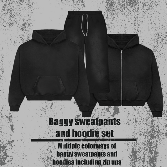 Hoodie and sweatpants set mockups