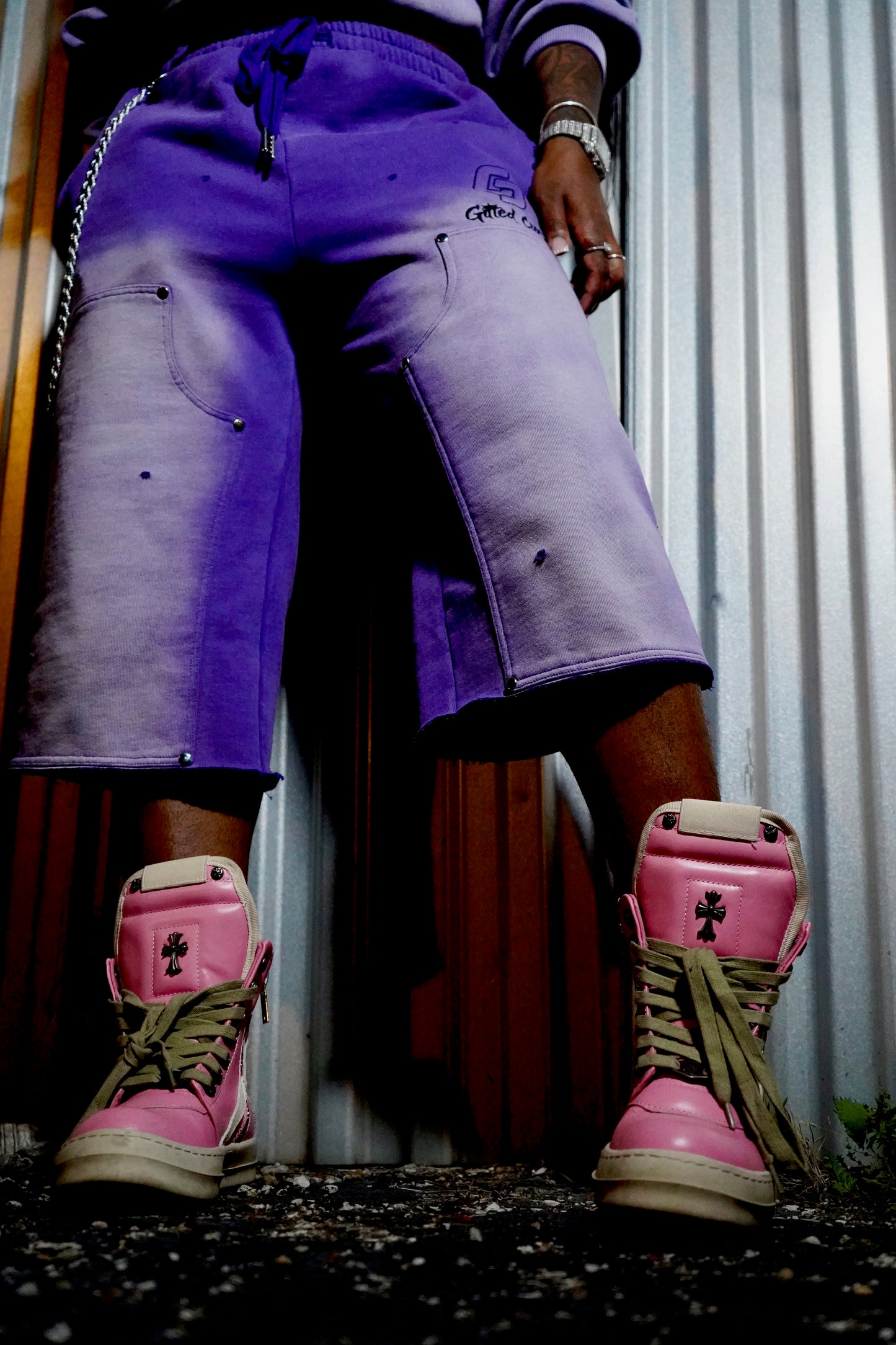 Purple baggy shorts